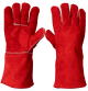 Guante De Carnaza Afelpado Largo Hilo Kevlar Rojo