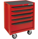 Gabinete móvil con 5 gavetas color rojo