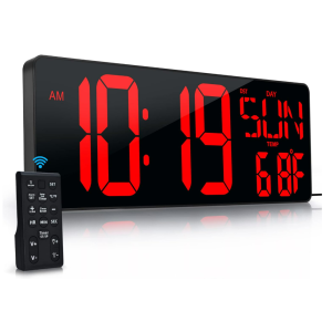 Reloj de pared digital grande con control remoto LED de 16.5 pulgadas