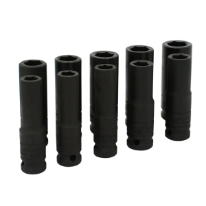 Juego de dados largos de impacto cuadro de 1/2", 6 puntas, métricos, 10 piezas