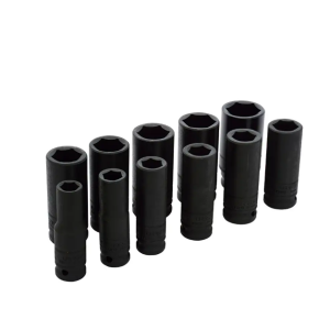 Juego de dados largos de impacto cuadro de 1/2", 6 puntas, en pulgadas, 11 piezas