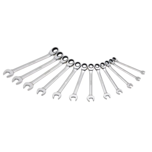 Juego de llaves combinadas pulido espejo de matraca spline rev mét, 12 pz en caja plástica
