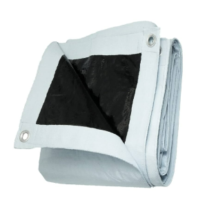 lona cubre caja de camioneta termica BLACOUT color blanco cinchos y argollas de sujecion