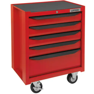 Gabinete móvil con 5 gavetas color rojo
