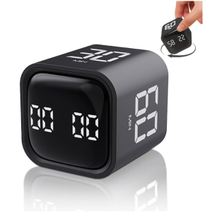 Temporizador Digital Cubo, Sensor de Gravedad de Cocina, 5/10/30/60 Minutos y Cuenta Regresiva, Mini Temporizador Recargable, Alarma con Vibración y Sonido Ajustable para Trabajo, Cocinar, Estudiar