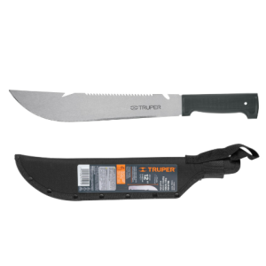 Machete rambo 12", cacha inyectada negra, con funda, TRUPER                              