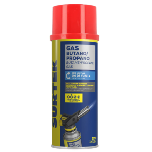 Lata de gas butano/propano con válvula 1/4 de vuelta 220 g